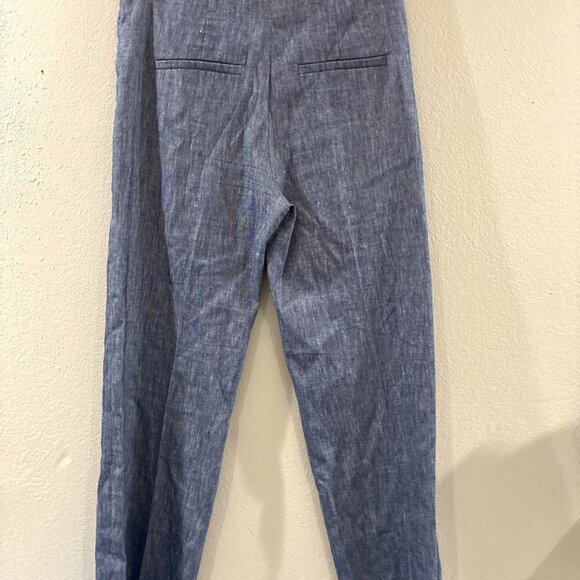 Veronica Beard Aubrie Cropped Wide-Leg Pant Blue Linen High-Rise Pant size 2 - Picture 2 of 7